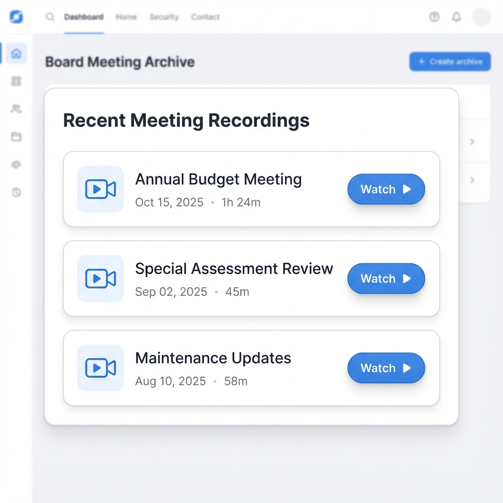 Board Meeting Video Archive Interface